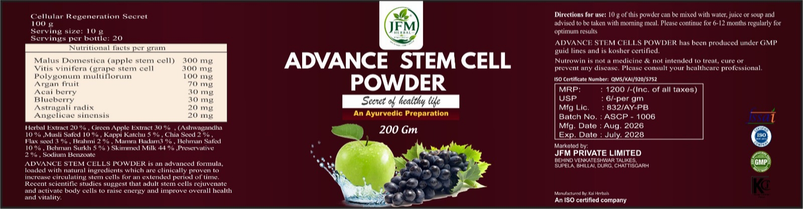 Advance Stem Cell Powder