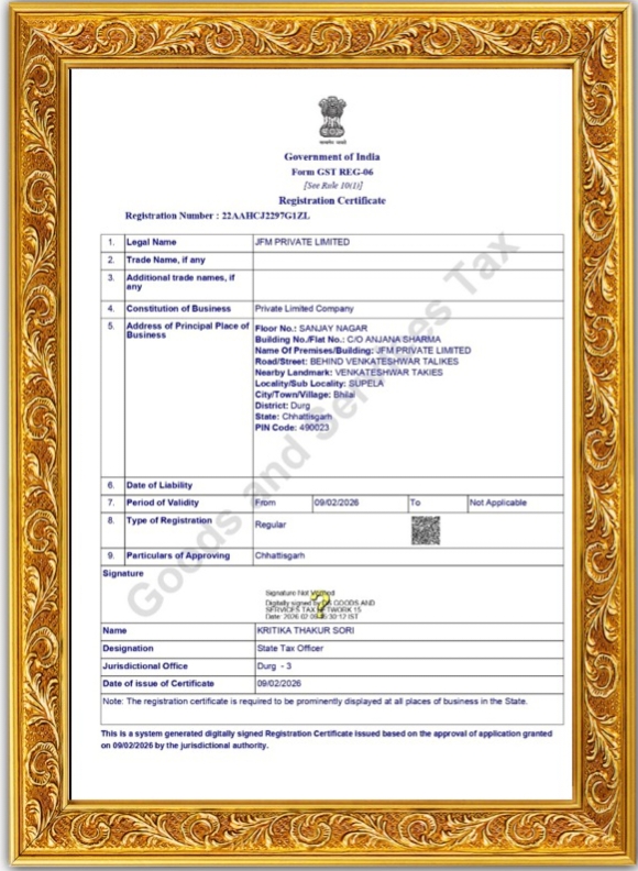 GST CERTIFICATE 
